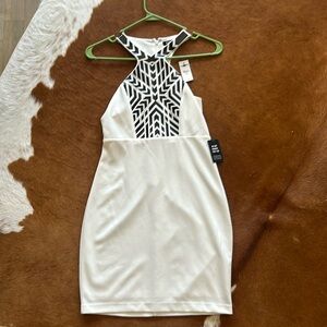 NWT XS Express razor back dress with black print